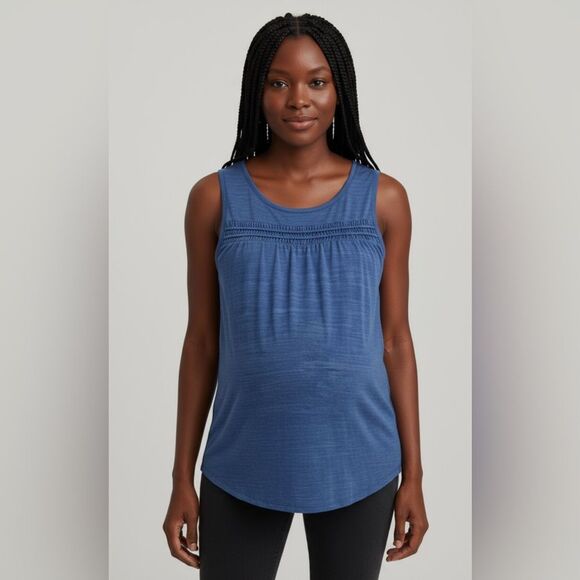 Wendy Bellissimo Blue Maternity Tank Top - Picture 1 of 6
